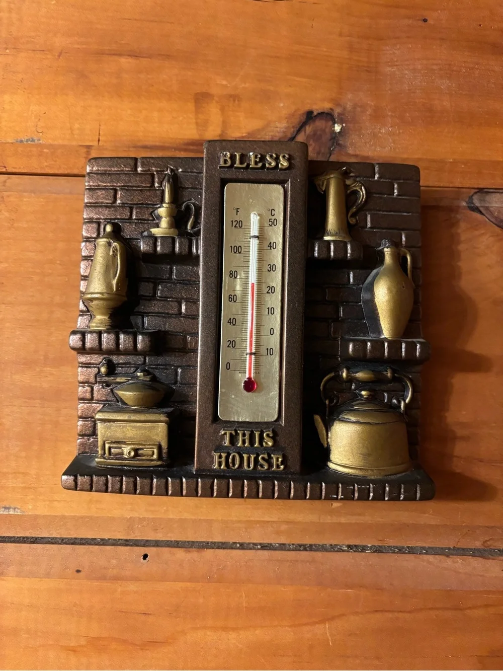Bless This House Bronze-Accent Kitchen Wall Thermometer